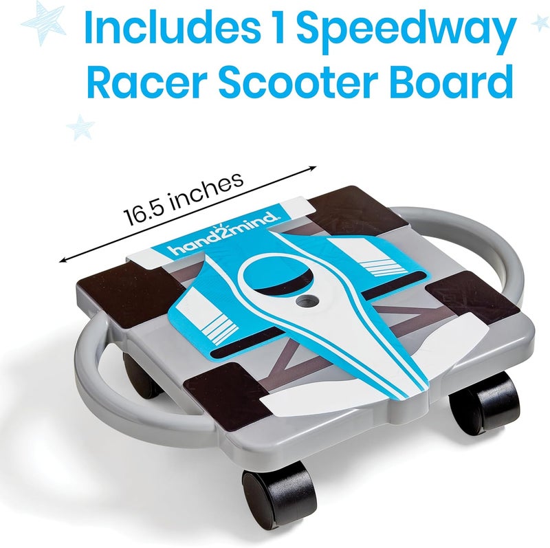 hand2mind hand2mind Blue Speedway Racer Scooter Board Floor Scooter Board Gross Motor Toys Kids Exercise  Physical Education Equipment Playground Toys Indoor Active Play Toddler Outdoor Activities - Image 2