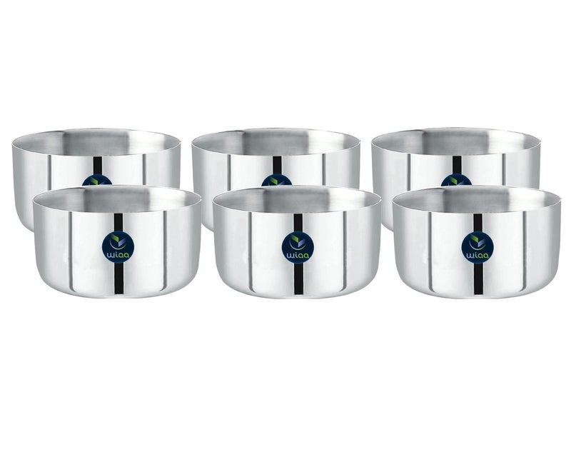 WIAA Stainless Steel Dinner/Dessert Bowl, Sada Vati/Wati,(250 ml) (Set of 6 pc) - Image 1