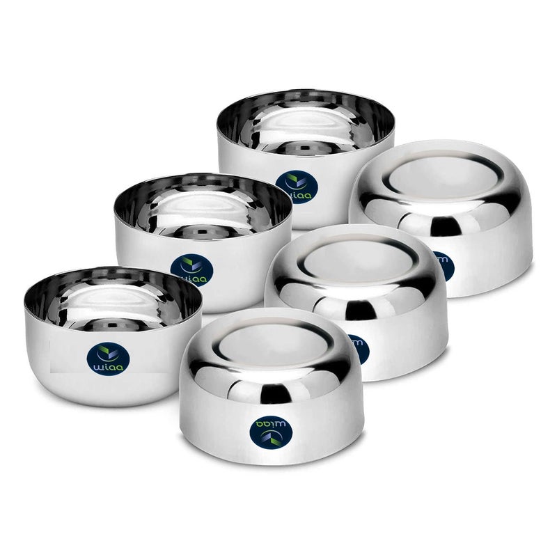 WIAA Stainless Steel Dinner/Dessert Bowl, Sada Vati/Wati,(250 ml) (Set of 6 pc) - Image 3