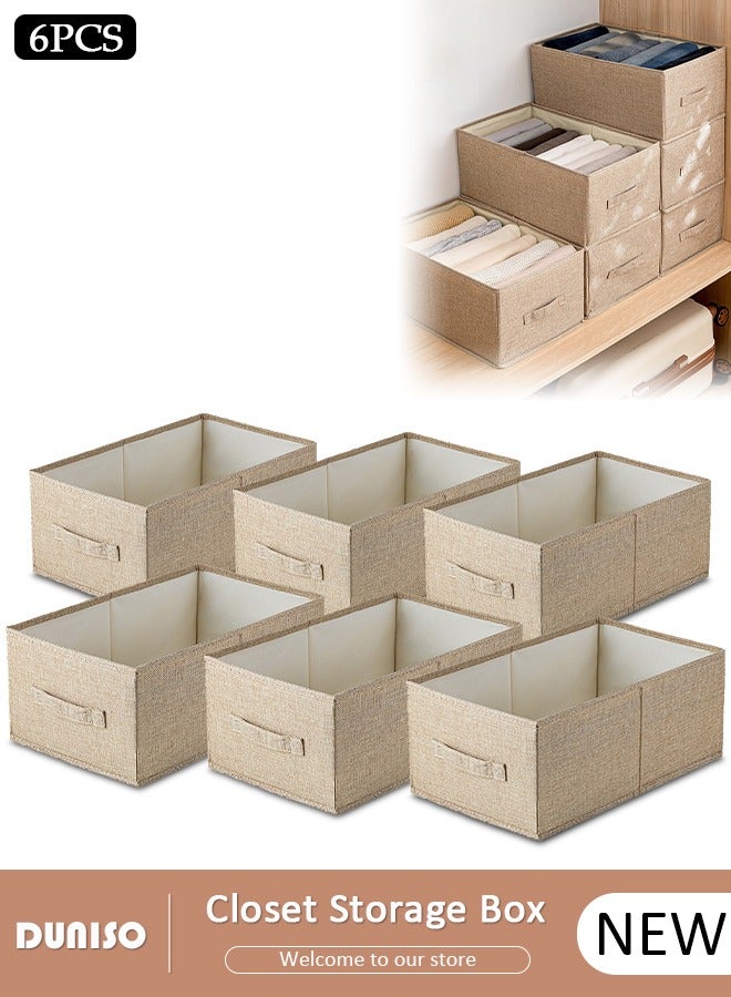 DUNISO 6pcs Wardrobe Clothes Organizer Foldable Closet Storage Organizer for Clothes Jeans Washable Closet Storage Boxes with Carrying Handles Cube Storage Bin for Home Bedroom Office  - Image 1