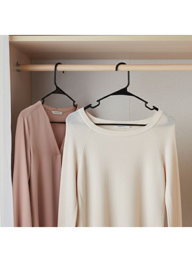 كنز الأضواء طقم علاقات ملابس بلاستيكية من ميجا - عبوة من 60 قطعة، لون أسود - Image 2