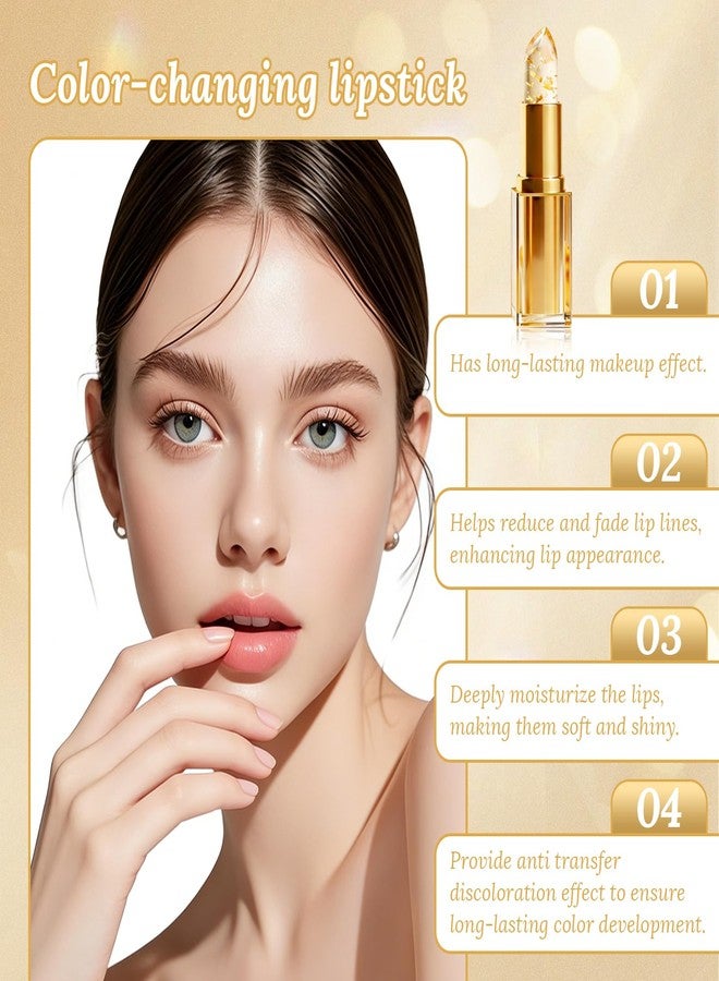 Shrandi 2Pcs Transferproof Color Changing Lipstick for Women, Ph Adjusting Clear Lip Gloss, Transferproof Color Lipstick Long-Lasting Hydration Without Stripping - Image 4