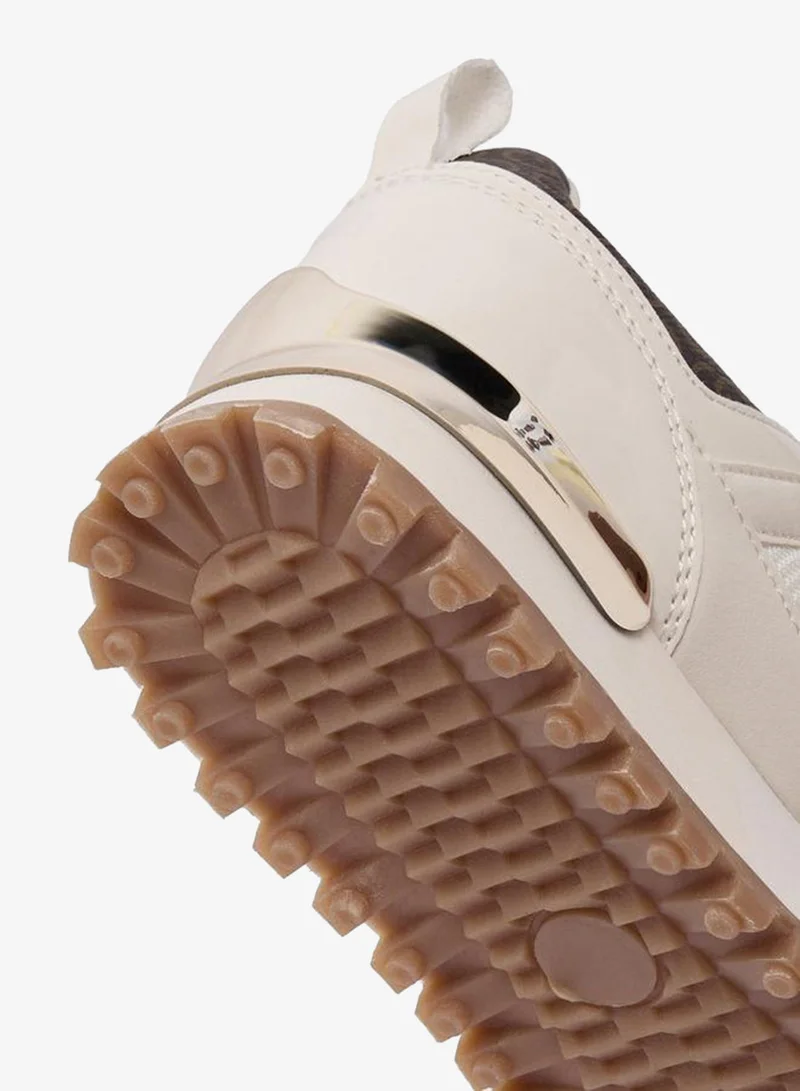 Celeste BEIGE Women Monogram Print Lace-Up Ankle Sneakers for Women | Best Price UAE