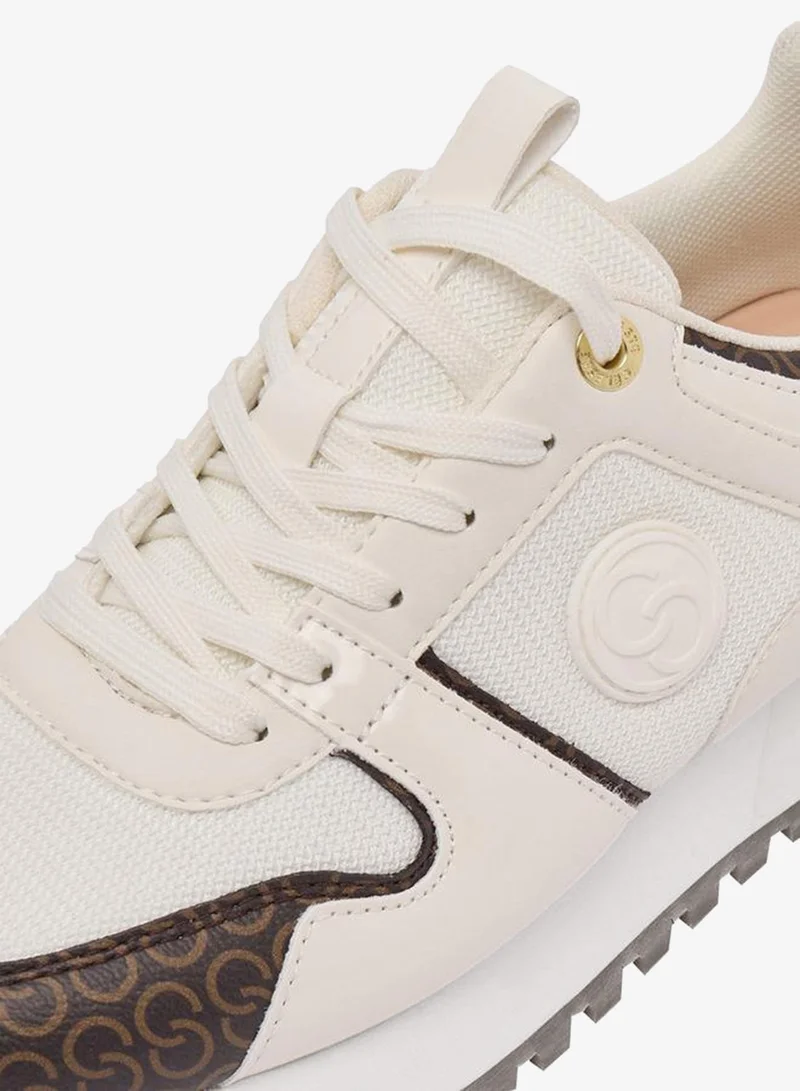 Celeste BEIGE Women Monogram Print Lace-Up Ankle Sneakers for Women | Best Price UAE