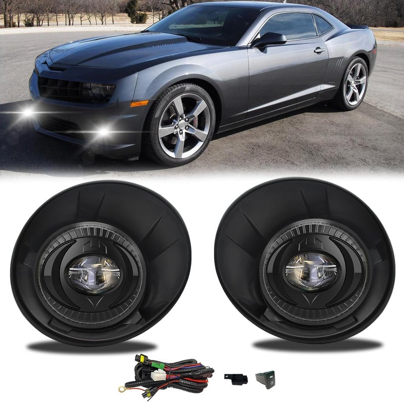 Shocklight LED Fog Light Driving Lamp Assembly for 2010-2013 Chevy Camaro - Pair with Clear Lens, Wiring Harness & Switch - Image 1