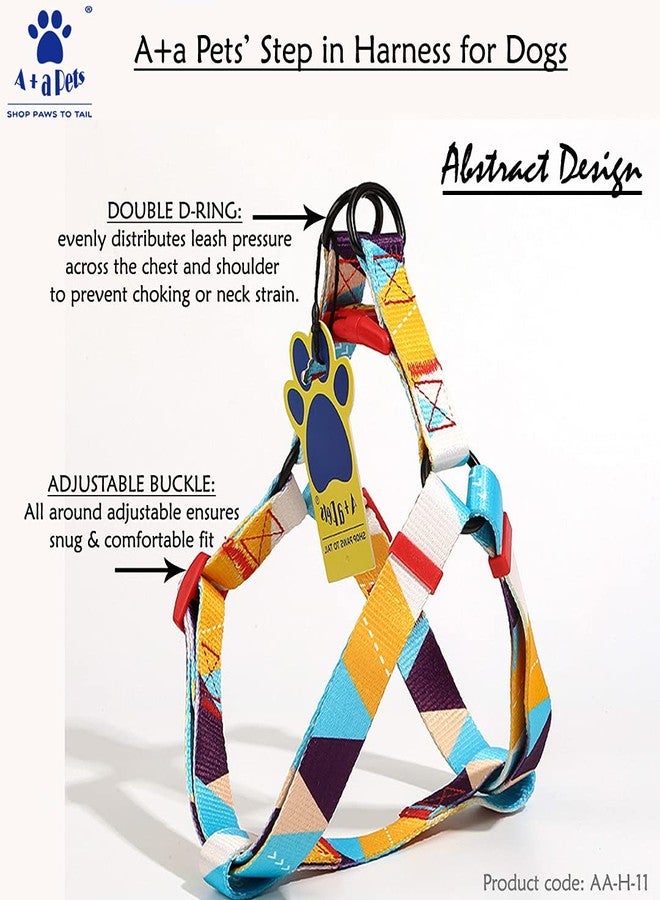 A+a Pets' Step in Harness for Dogs Cats Puppies in Soft Nylon Waterproof Material (Abstract Design, Large, Yellow/Blue) - Image 2
