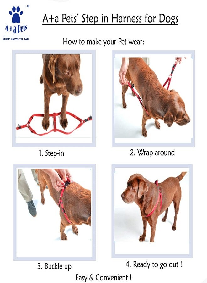 A+a Pets' Step in Harness for Dogs Cats Puppies in Soft Nylon Waterproof Material (Abstract Design, Large, Yellow/Blue) - Image 3