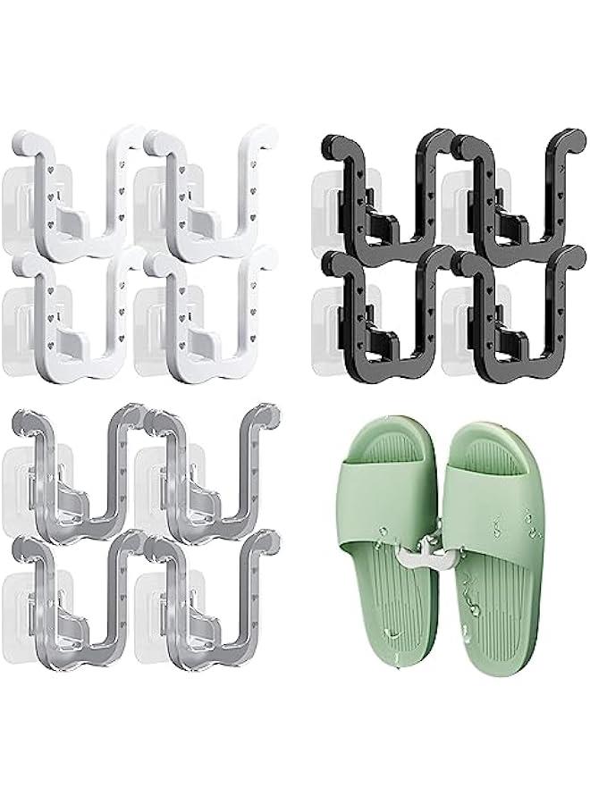 Wall Shoe Rack 12Pcs Shoes Rack Slippers Holder Multifunctional Slippers Organizer Self Adhesive Shoe Rack Wall Hanger for Door Closet Bathroom Kitchen  - Image 1