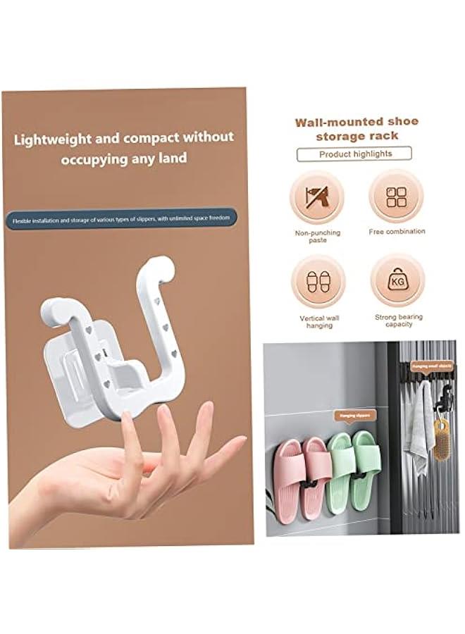 Wall Shoe Rack 12Pcs Shoes Rack Slippers Holder Multifunctional Slippers Organizer Self Adhesive Shoe Rack Wall Hanger for Door Closet Bathroom Kitchen  - Image 4