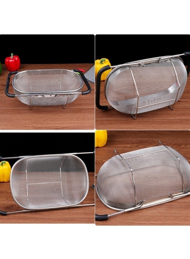 NOOA Stainless Steel Over the Sink Colander Strainer Basket，Draining Basket，Sink Basket，Sink with Rubber Grip, Fine Mesh, Large Kitchen Gadgets Tools，Strainer Home Kitchen Essentials - Image 5