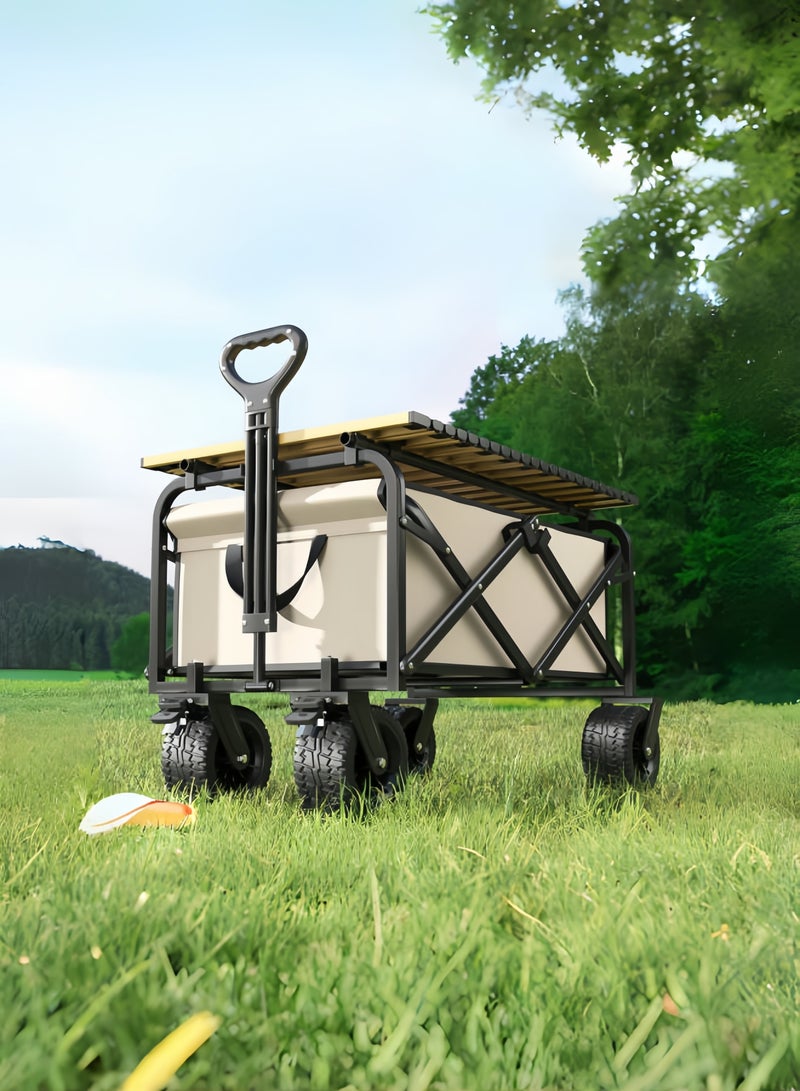 Generic Durable Folding Folding Wagon Utility Outdoor Camping Cart With Double Brake Universal Wheel And Adjustable Handle  - Image 2