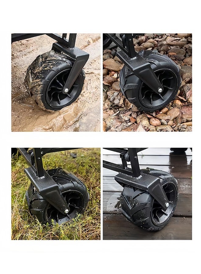 Generic Durable Folding Folding Wagon Utility Outdoor Camping Cart With Double Brake Universal Wheel And Adjustable Handle  - Image 4