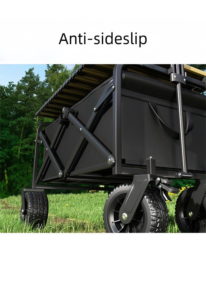 Generic Durable Folding Folding Wagon Utility Outdoor Camping Cart With Double Brake Universal Wheel And Adjustable Handle  - Image 5