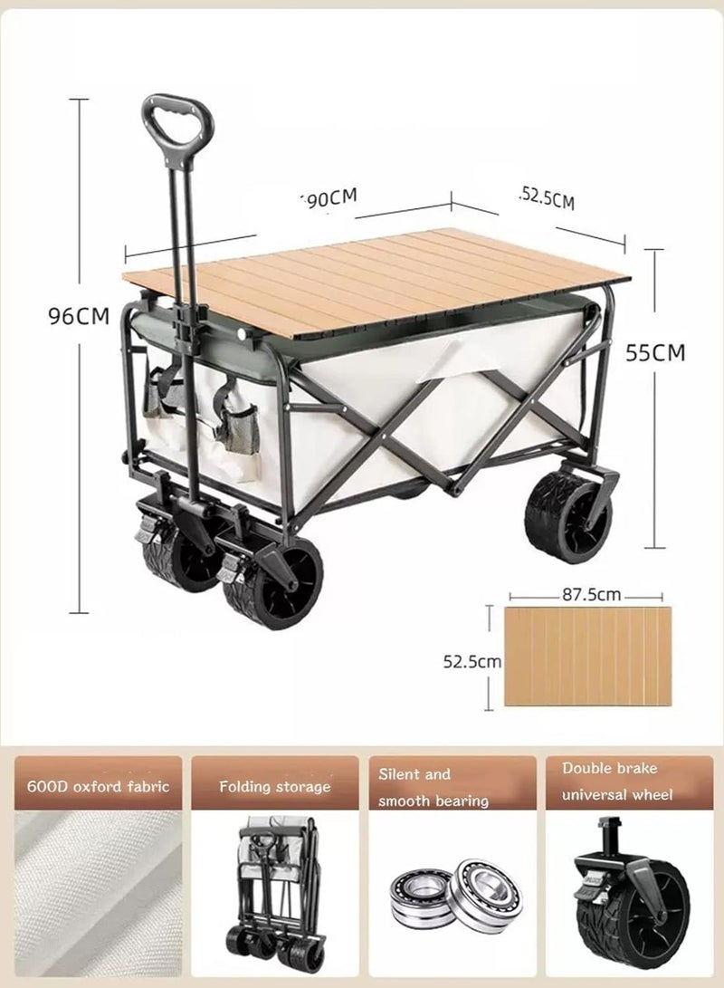 Generic Durable Folding Folding Wagon Utility Outdoor Camping Cart With Double Brake Universal Wheel And Adjustable Handle  - Image 3