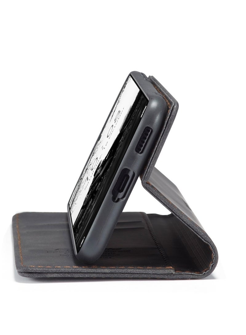 CaseMe Phone Case Luxury PU Leather Design 013 Flip Cover Card Slot Holder Cover ForMI 11T/ MI 11T Pro (Black ) - Image 3