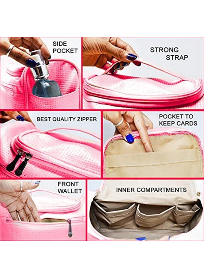 adbeni Multifunctional Extra Large Cosmetic Bag For Travel | Waterproof Household Grooming Kit Storage | Makeup Organisers For Accessories For Men & Women (Pink07) - Image 3