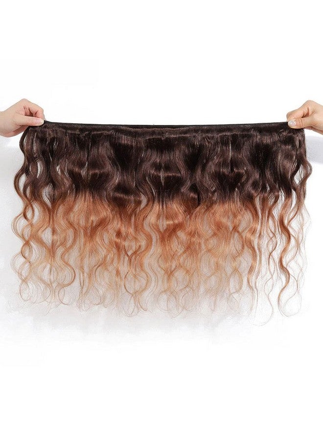 FASHION VILA 2 Tone Ombre Brazilian Body Wave Hair 3 Bundles Brazilian Remy Virgin Human Hair Weave Bundles 100% Unprocessed Body Wave Human Hair Extensions T4/30 Medium Brown/Medium Auburn(14 16 18) - Image 4