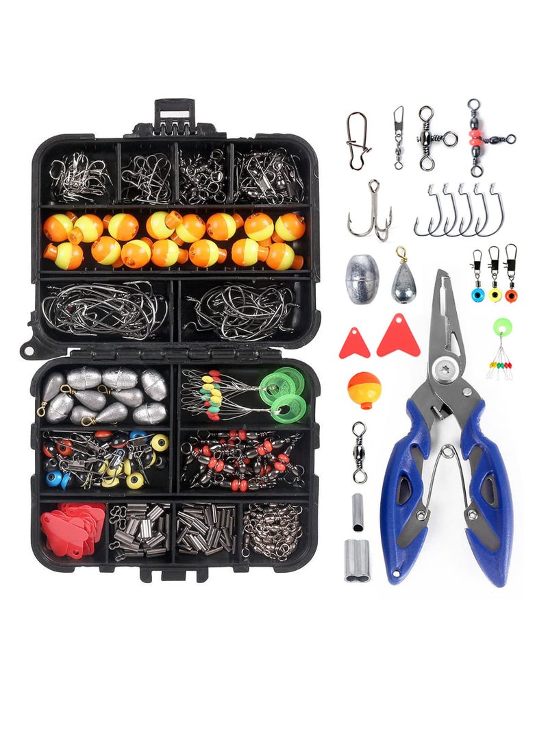 KASTWAVE - 263Pcs Fishing Lures Tackle Fishing Kit with Tackle Box Including Plier Jig Hooks Sinker Weight Swivels Snaps Sinker Slides - Image 1