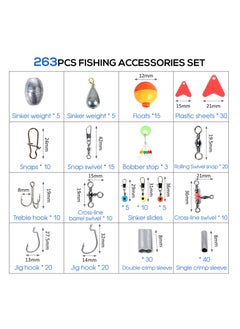 KASTWAVE 263Pcs Fishing Lures Tackle Fishing Kit with Tackle Box Including Plier Jig Hooks Sinker Weight Swivels Snaps Sinker Slides  - Image 5