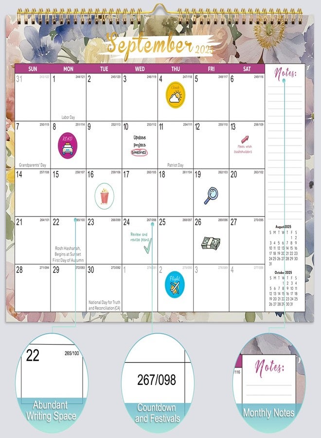Gannyfer Calendar 2025-2026, 18 Month Wall Calendar 2025 from July 2025 to December 2026, Hanging Spiral Bound Magnetic Fridge Desk Calendars 14" x 11", Perfect for Home School Office (3 Stickers - Image 5