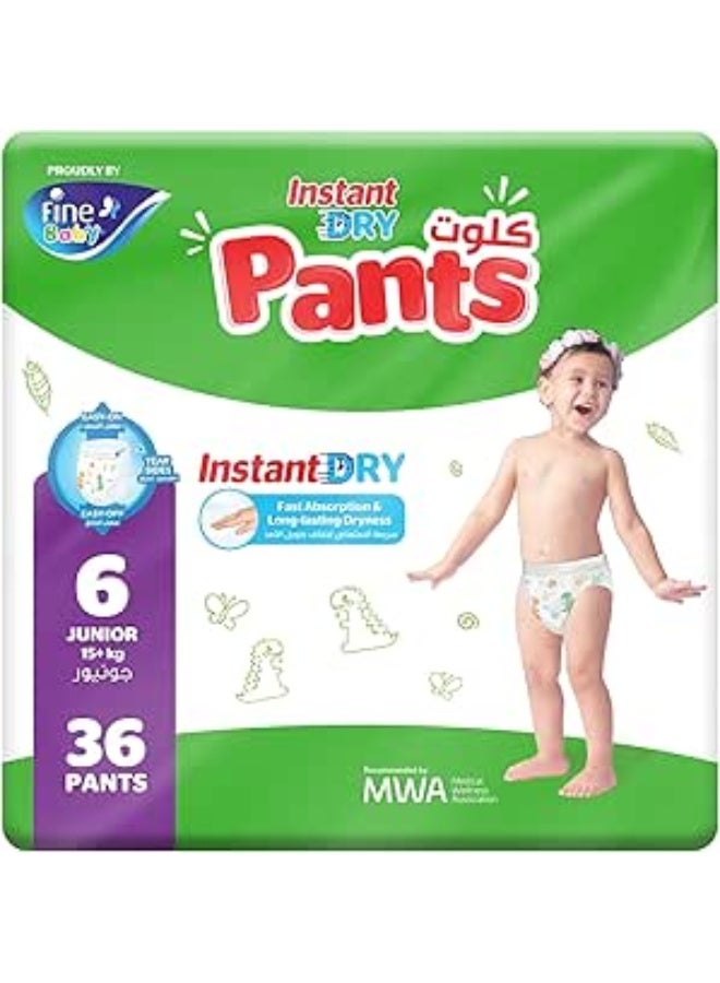 Fine Baby Fine Baby Instant Dry Pants Size 6 Junior 15kg+ PACK OF 2X36 72 Diapers  - Image 4