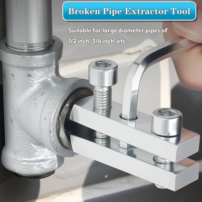 Bitnex صمام زاوية صنبور مستخرج سلك مكسور، أداة استخراج أنابيب مكسورة قابلة للتعديل لإزالة البراغي والصنابير التالفة مناسبة لأنابيب وبراغي 1/2" و 3/4"، أداة من الفولاذ المقاوم للصدأ عالي الجودة - Image 4