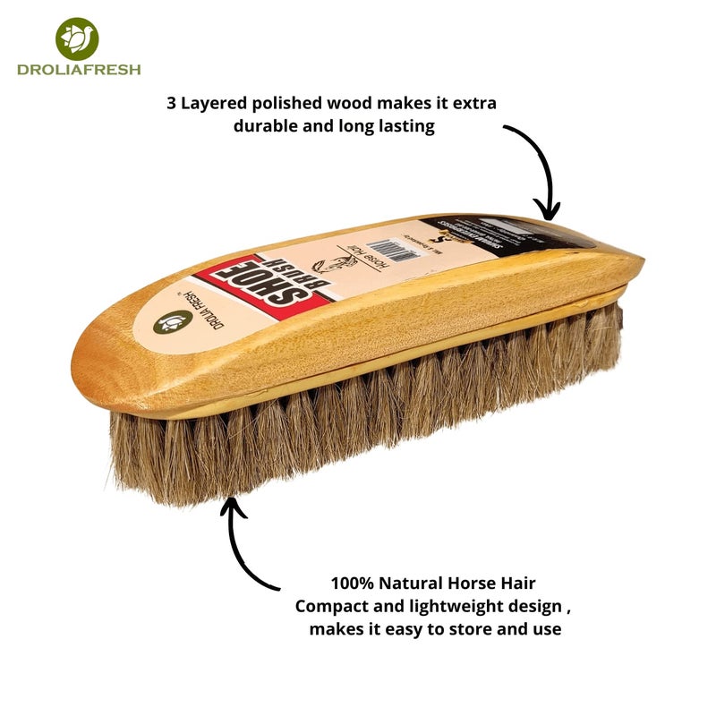 Drolia Horse Hair Shoe Brush, Wooden Handle, for Shoes, Leather, Car Dashboard - Image 2