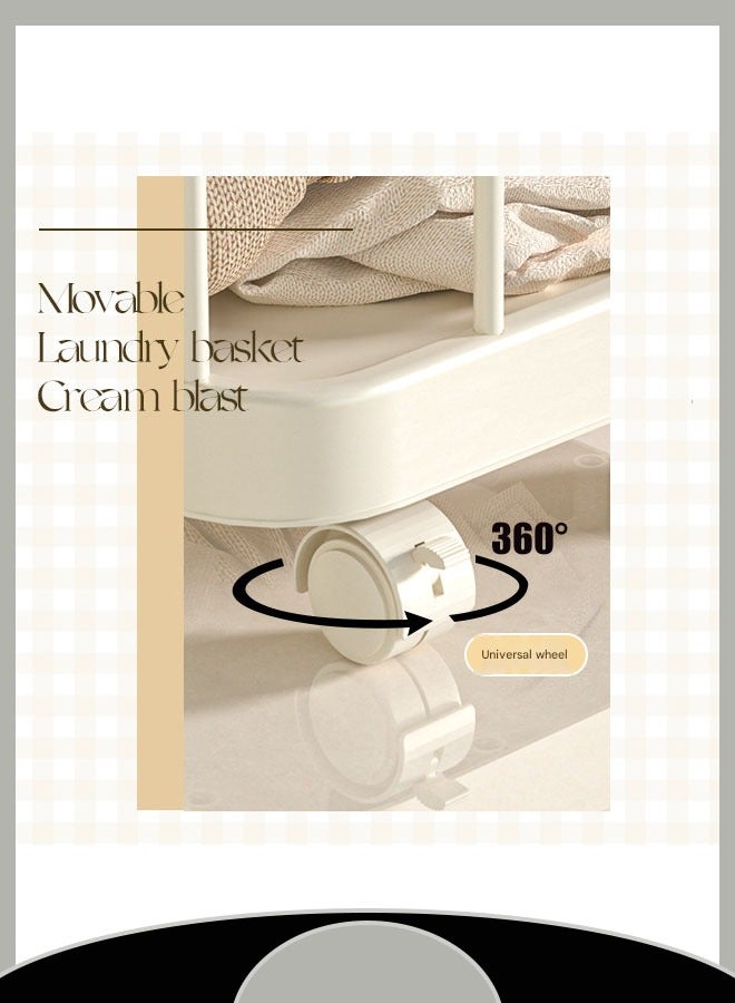 Dirty Clothes Laundry Basket Multifunctional Belt Wheel Large Capacity Strong Load-Bearing Solid Structure Easy To Install Laundry Basket Removable Storage Basket  - Image 3