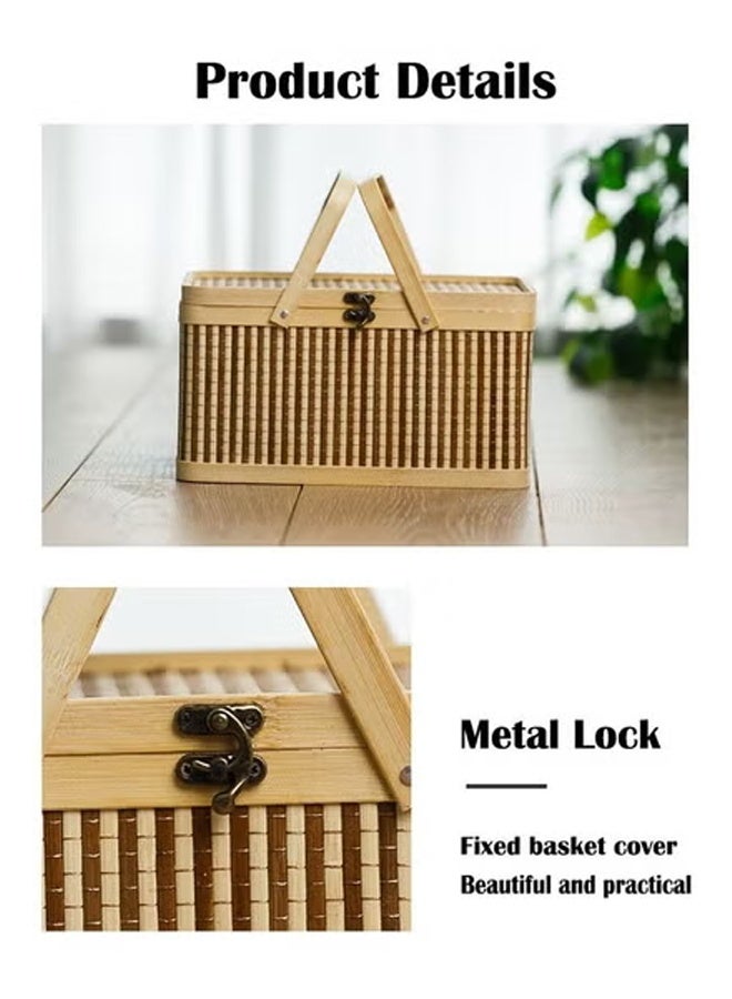 KLNAMAEAAN Portable Bamboo Basket Gift Storage Basket Gift Box 30cm - Image 4