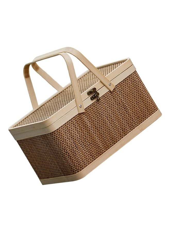 KLNAMAEAAN Portable Bamboo Basket Gift Storage Basket Gift Box 30cm - Image 2