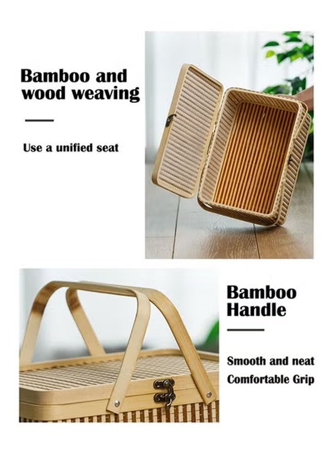 KLNAMAEAAN Portable Bamboo Basket Gift Storage Basket Gift Box 30cm - Image 5