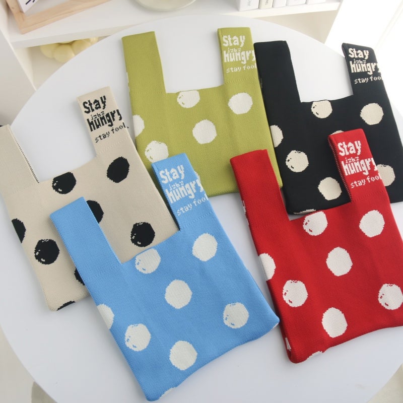 Niche Design Cute Polka Dot Knitted Handbag Shoulder Vest Vest Bag Women'S Handbag - Image 3