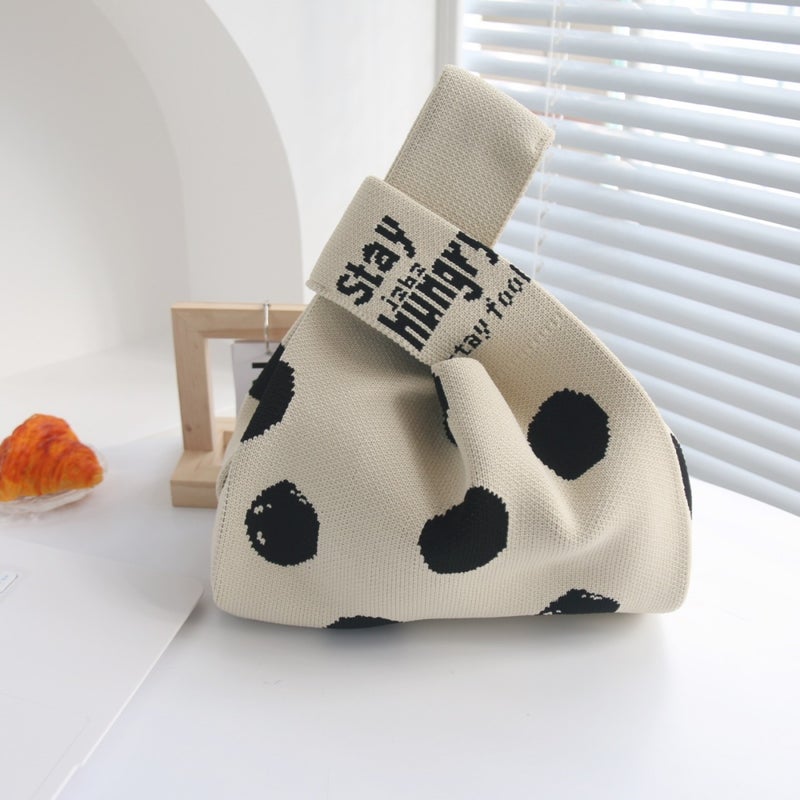 Niche Design Cute Polka Dot Knitted Handbag Shoulder Vest Vest Bag Women'S Handbag - Image 2