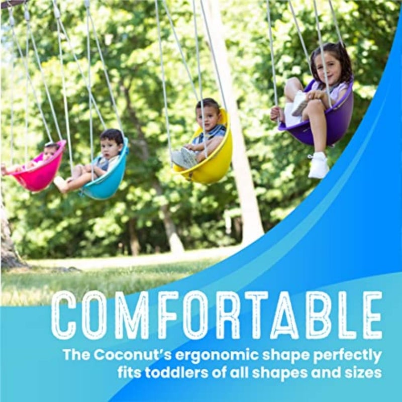 Swurfer Coconut Toddler Swing Comfy Baby Outdoor, 3- Point Adjustable Safety Harness, Secure, Safe Quick Locking System, Blister-Free Rope, Easy Installation, Ages 9 Months and Up, Ivo, White - Image 3