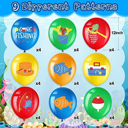 Zomiboo 36 Pack Fish Bobber Balloons Ofishally One Birthday Decoration Latex Fish Party Balloon Under the Sea Creature Birthday Baby Shower Party Decoration Supplies 12 InchesGone Fishing Style - Image 5