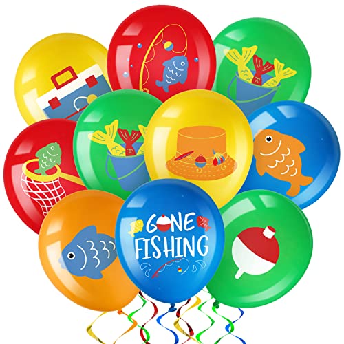 Zomiboo 36 Pack Fish Bobber Balloons Ofishally One Birthday Decoration Latex Fish Party Balloon Under the Sea Creature Birthday Baby Shower Party Decoration Supplies 12 InchesGone Fishing Style - Image 1