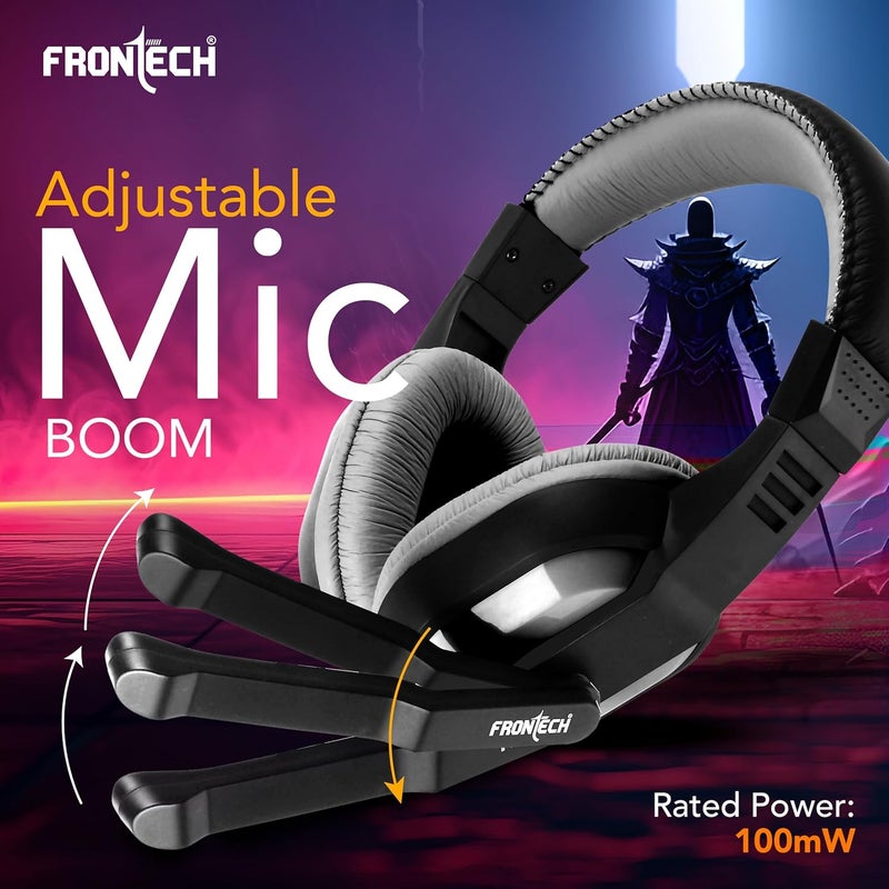FRONTECH On Ear USB Multimedia Headphone with Built-in Microphone | 40mm Drivers for Dynamic Sound Quality | Leather Cushion | Omni Directional Adjustable Mic Boom (HF-3447, Black) - Image 5