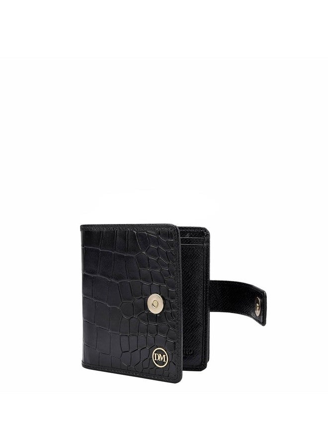 Da Milano Genuine Leather Black Flap & Zip Women Wallet (10014C) - Image 2