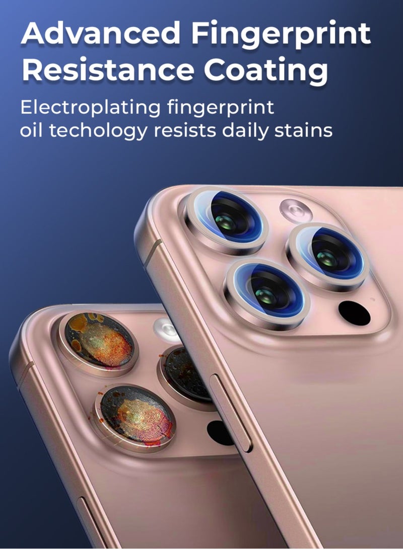 glassology iPhone 16 Pro Max Lens Guard Scratch Resistant Anti-Fingerprint Camera Protection (Rose Gold) - Image 4
