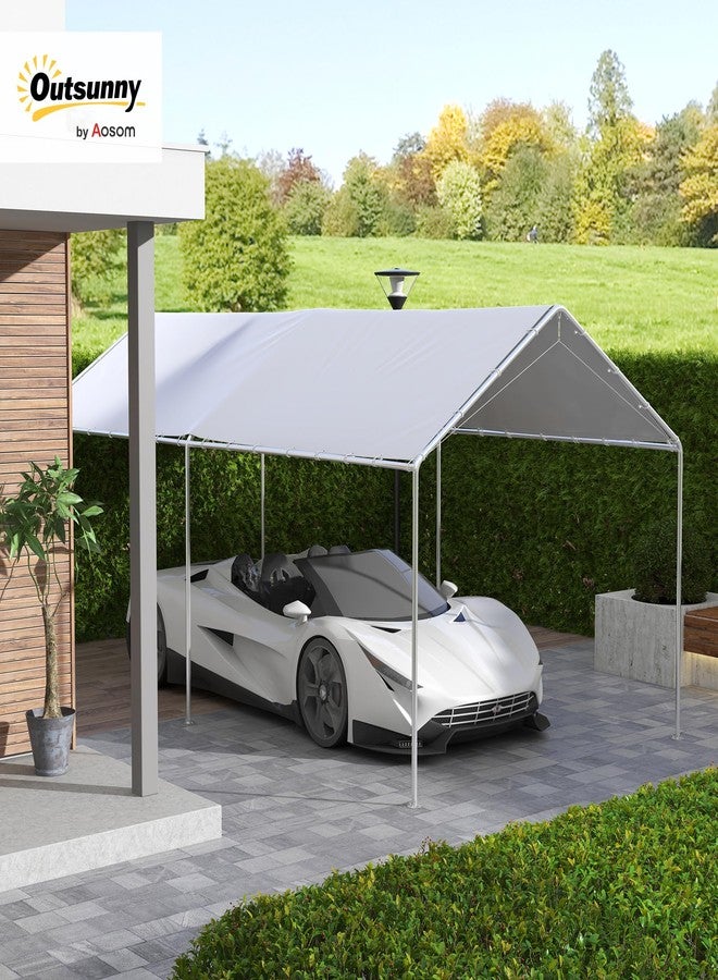 Outsunny 10' x 20' Carport Replacement Top Canopy Cover, UV Resistant and Water Resistant Car Port Portable Garage Tent Cover with Ball Bungee Cords, White, Only Cover - Image 2