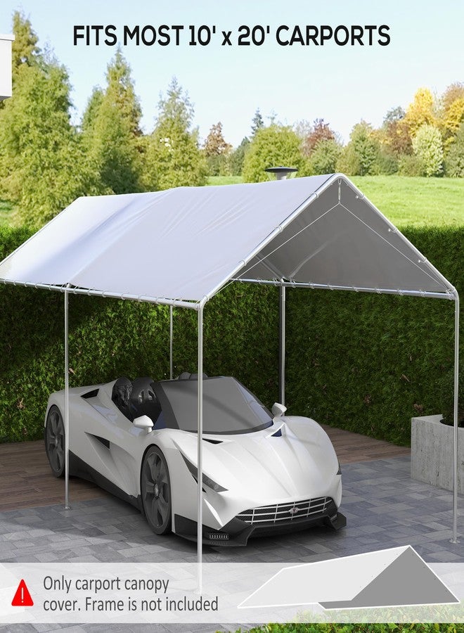 Outsunny 10' x 20' Carport Replacement Top Canopy Cover, UV Resistant and Water Resistant Car Port Portable Garage Tent Cover with Ball Bungee Cords, White, Only Cover - Image 4