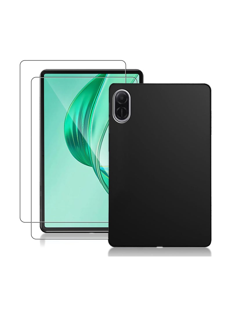 عام غلاف واقي مناسب لجهاز HONOR Pad X8a مقاس 11 بوصة، مع قطعتين من زجاج الحماية المقوى، غطاء واقي فائق الرقة من مادة TPU المرنة، غطاء خلفي متين مقاوم للصدمات من السيليكون المرن خفيف الوزن بملمس غير لامع - Image 1