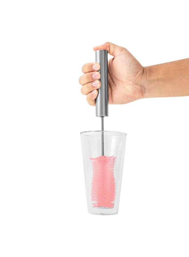 السنيدي فرشاة تنظيف قارورات المياه والاكواب، منظف فرشاة الزجاجات الطويلة، زهري، مقاس 37*4.5*1.8 سم - Image 4