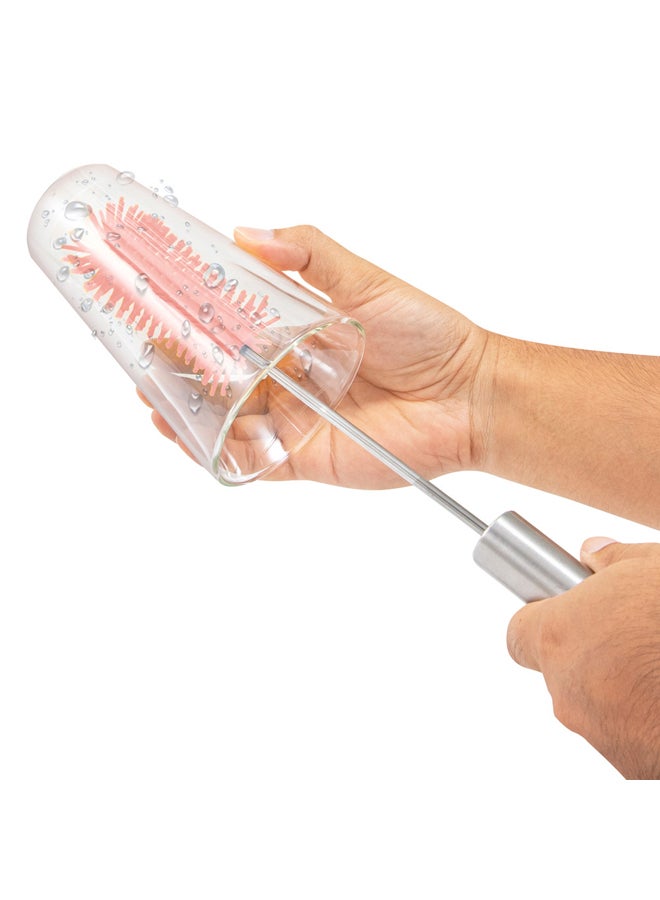 السنيدي فرشاة تنظيف قارورات المياه والاكواب، منظف فرشاة الزجاجات الطويلة، زهري، مقاس 37*4.5*1.8 سم - Image 5