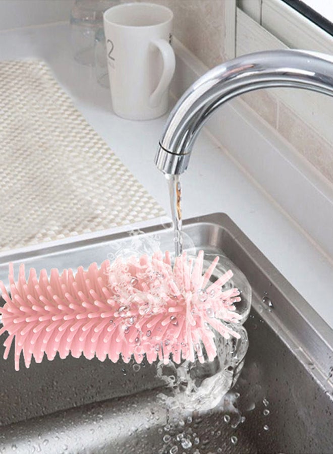 السنيدي فرشاة تنظيف قارورات المياه والاكواب، منظف فرشاة الزجاجات الطويلة، زهري، مقاس 37*4.5*1.8 سم - Image 3