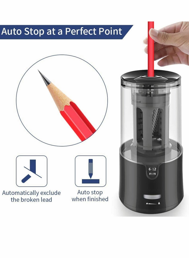 SYOSI Electric Pencil Sharpener Rechargeable and Autostop Large Professional Art for 6 to 12mm Pencils Classroom Office Home Kids Teachers Artists  - Image 3