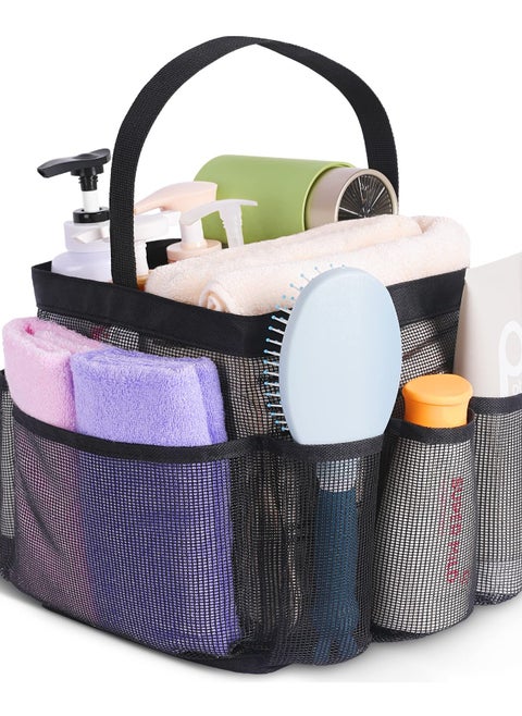 Mesh Shower Caddy Portable for College Dorm Room Essentials,Portable Shower Caddy Dorm with 8-Pocket Large Capacity,Shower Bag for Beach,Swimming,Gym