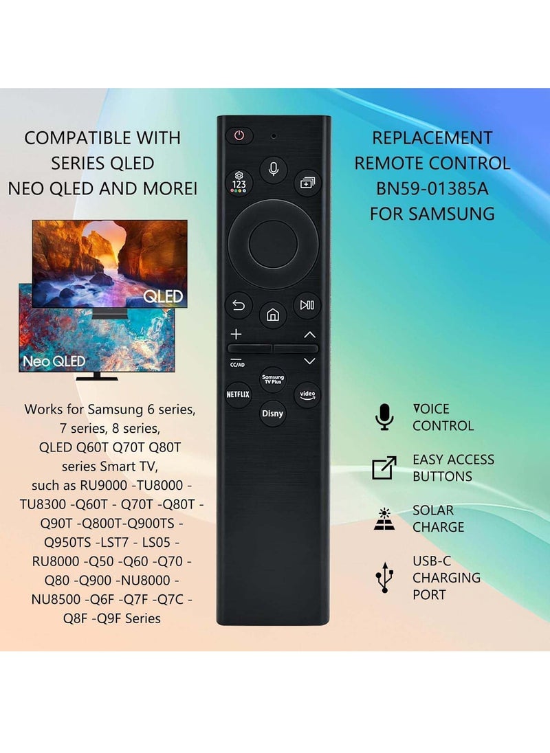 ELTRAZONE - Original Voice Remote Control Solar Charging BN59-01385A for Samsung Smart TVs 2021 2022 2023 Also Bn59-01385B Full Function Replacement with battery - Image 1