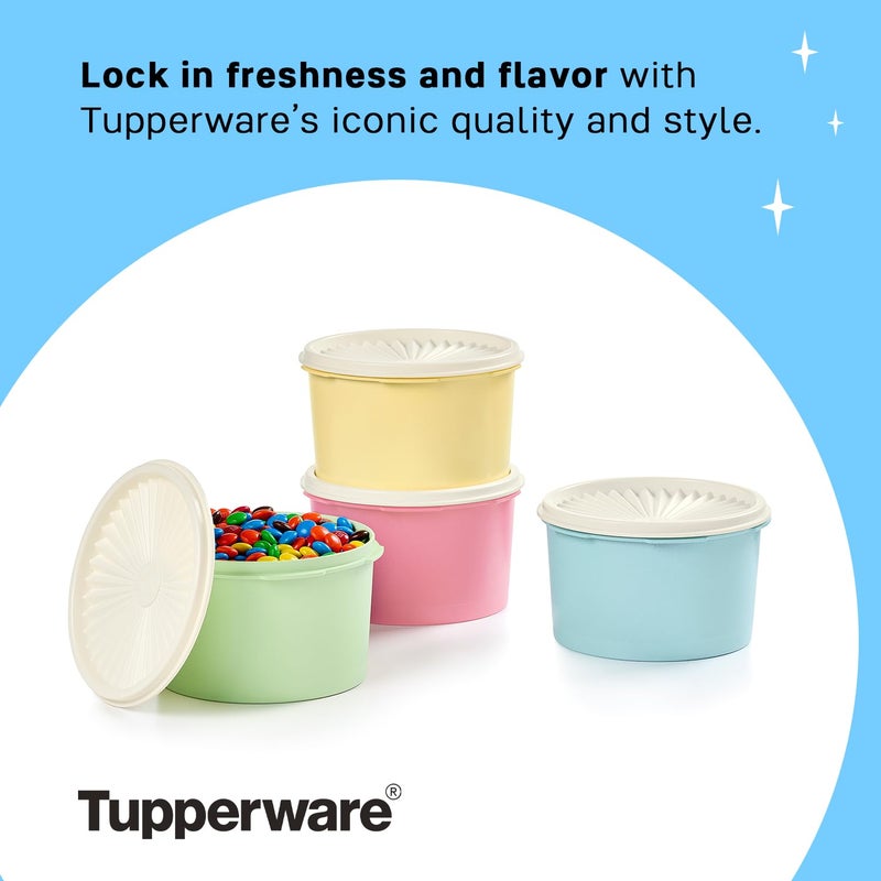 Tupperware Heritage Collection 8 Piece Food Storage Canister Set in Vintage Colors - Dishwasher Safe & BPA Free - (4 Containers + 4 Lids) - Image 5