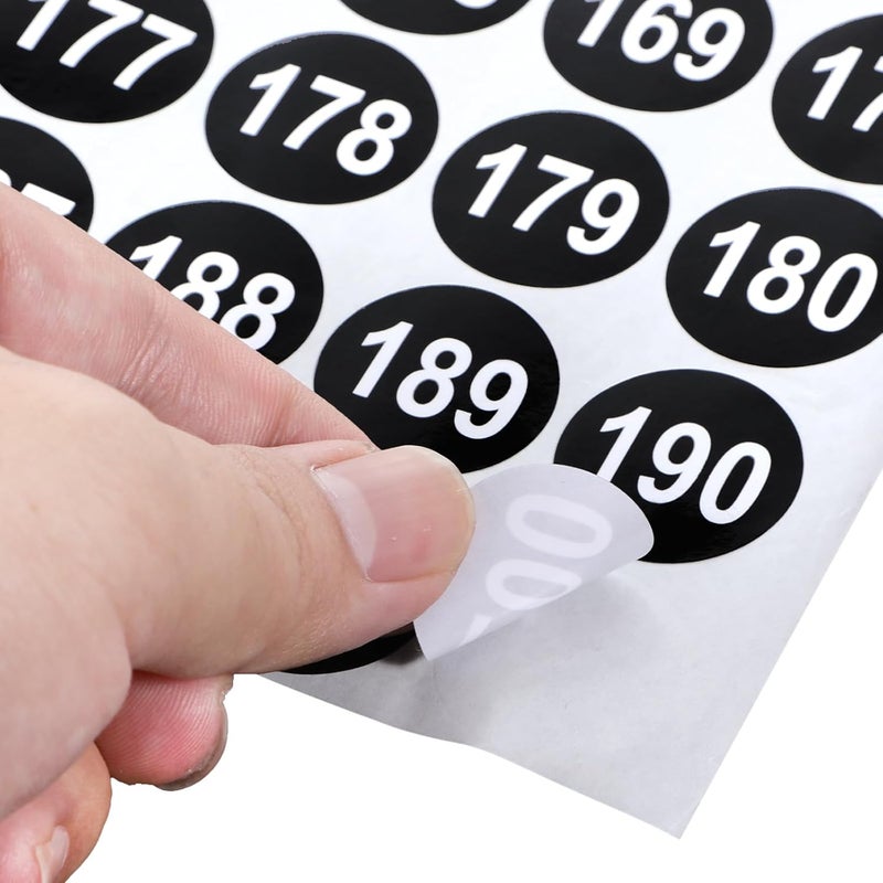 oruola 12 ورقة (3 مجموعات) ملصقات أرقام من 1 إلى 200، قطر 1 بوصة، ذاتية اللصق للتخزين والتنظيم والصناديق وصندوق الأدوات والخزانة - Image 3
